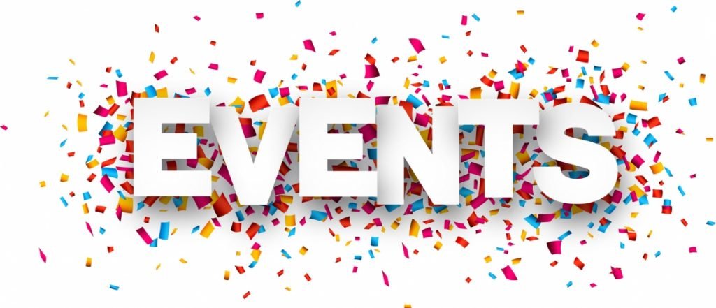 a white text with colorful confetti for Houston polyamory events
